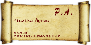 Piszika Ágnes névjegykártya